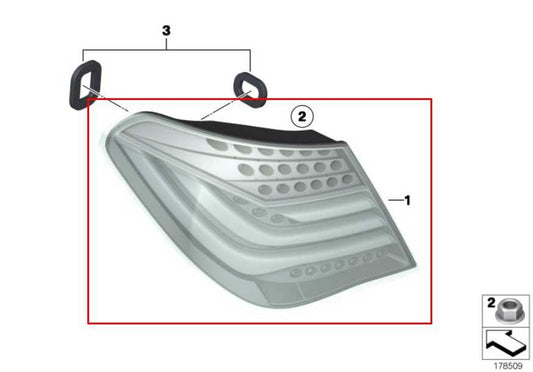 2010-2012 BMW 750Li xDrive Rear Left Driver Side Tail Light Lamp 63217182201 OEM - Alshned Auto Parts