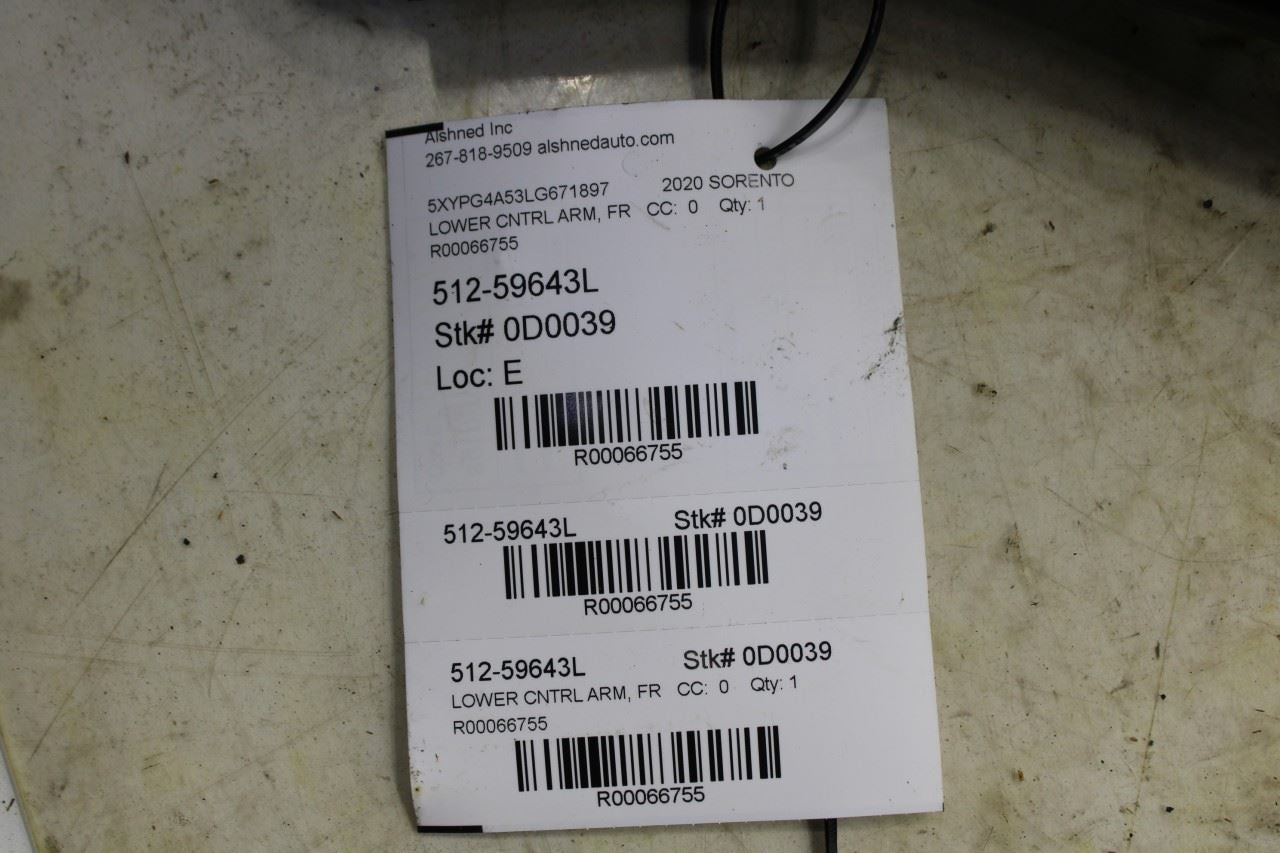 15-20 Kia Sorento LX 3.3L FWD Front Driver LH Side Suspension Lower Control Arm - Alshned Auto Parts