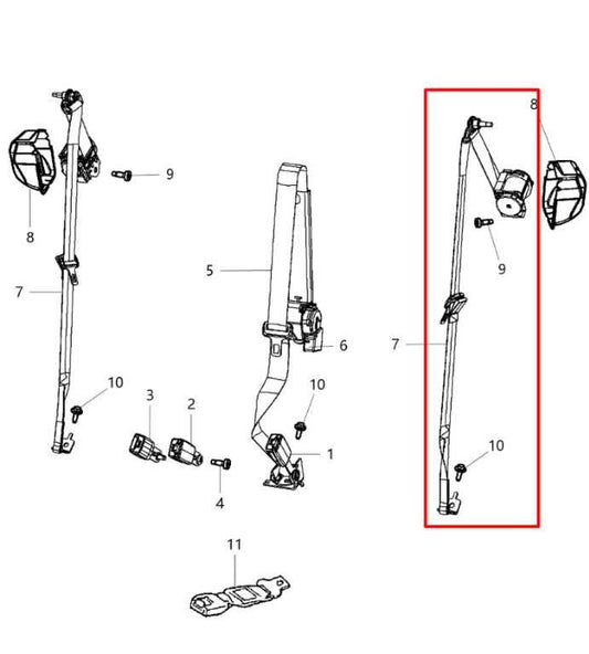 2014-18 Dodge Durango SXT 3.6L Rear Driver Left Side 2nd Row Seat Belt Retractor - Alshned Auto Parts