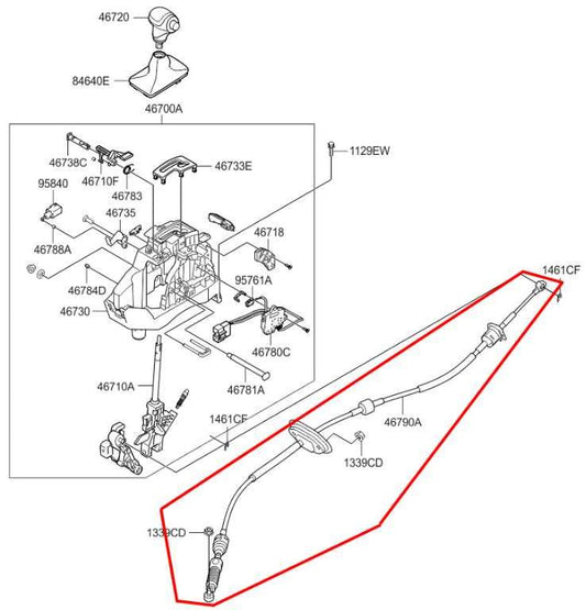 15-18 Kia Sorento EX 3.3L Automatic Transmission Gear Shift Lever Control Cable - Alshned Auto Parts