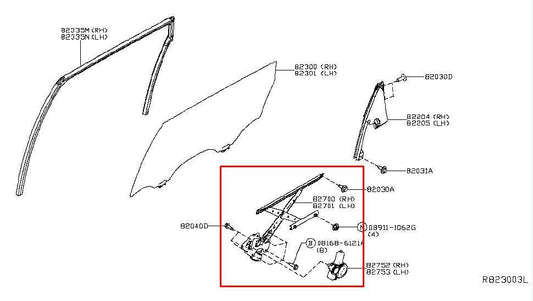 13-20 Nissan Pathfinder SV Rear Left Driver Side Door Window Regulator w/ Motor - Alshned Auto Parts
