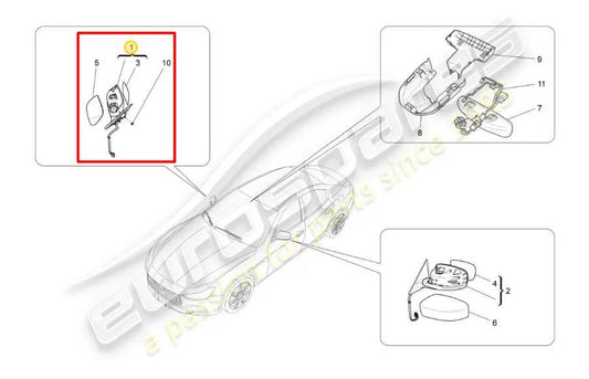 2017-19 Maserati Ghibli 3.0L Passenger Right Side Rear View Mirror 670069377 OEM - Alshned Auto Parts