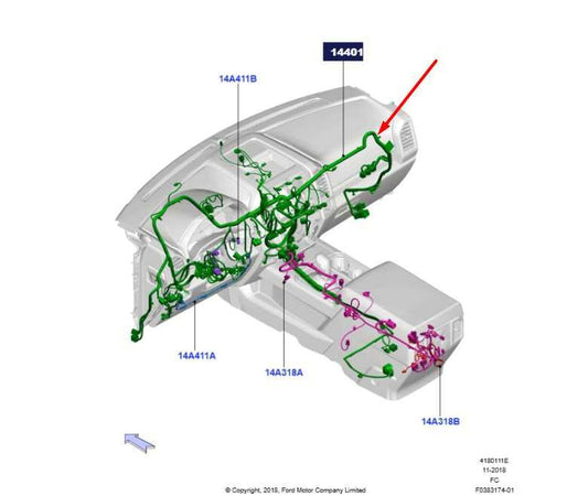 2019-2020 Ford F150 Dash Instrument Panel Wire Harness LL3T-14401-ANB OEM - Alshned Auto Parts