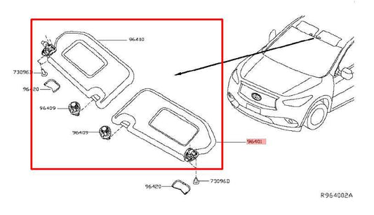 13-20 Nissan Pathfinder SV Front RH and LH Side Sun Visor w/ Illuminated Mirror - Alshned Auto Parts