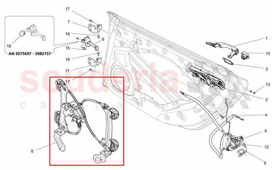 2017-18 Maserati Ghibli Rear Left Side Door Window Regulator w/ Motor 670030023 - Alshned Auto Parts