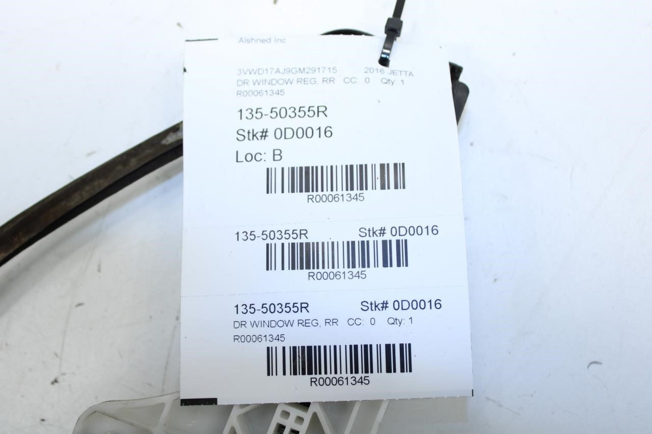 2015-18 Volkswagen Jetta Sport Rear RH Side Door Window Regulator 5C6-839-462-D - Alshned Auto Parts