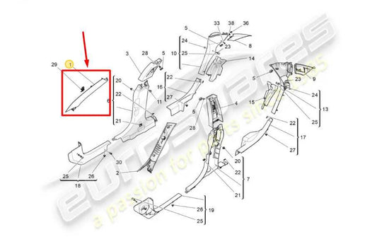2014-20 Maserati Ghibli Front Right Side A-Pillar Trim Cover Panel 670011405 OEM - Alshned Auto Parts