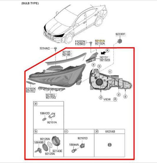 19-20 Hyundai Elantra SEL 2.0L FWD Front Driver Left Side Headlight Lamp *ReaD* - Alshned Auto Parts