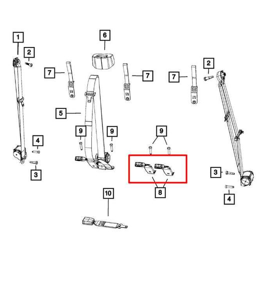 2019 Ram 1500 Classic Crew Cab Rear Center and Left 2nd Row Seat Belt Buckle Set - Alshned Auto Parts