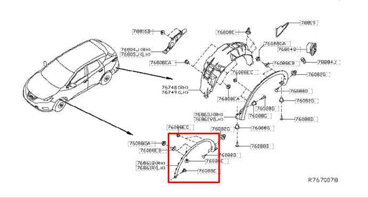 15-24 Nissan Murano Platinum Front Right Side Fender Flare Wheel Opening Molding - Alshned Auto Parts