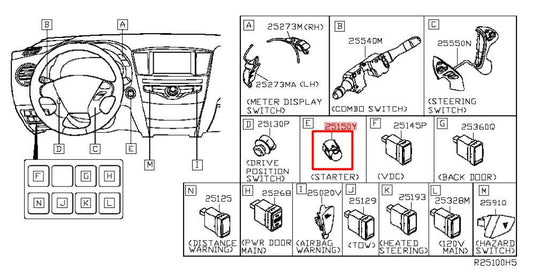 2013-2020 Nissan Pathfinder SV 3.5L AWD Engine Start Stop Ignition Switch Button - Alshned Auto Parts