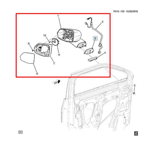 2019-24 Chevrolet Blazer 2LT 2.0L FWD Driver Left Side Rear View Mirror 84698486 - Alshned Auto Parts