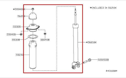 2019-2024 Nissan Altima SL FWD Rear Left Shock Strut Absorber E6210-6CA0B OEM - Alshned Auto Parts