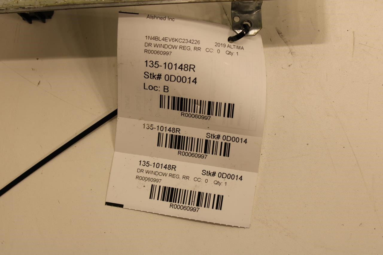 2019-24 Nissan Altima SL Rear RH Door Window Regulator w/ Motor 82720-6CA0A OEM - Alshned Auto Parts