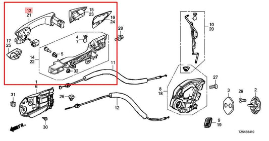 14-20 Acura MDX Advance 3.5L AWD Rear Passenger Right Side Door Exterior Handle - Alshned Auto Parts