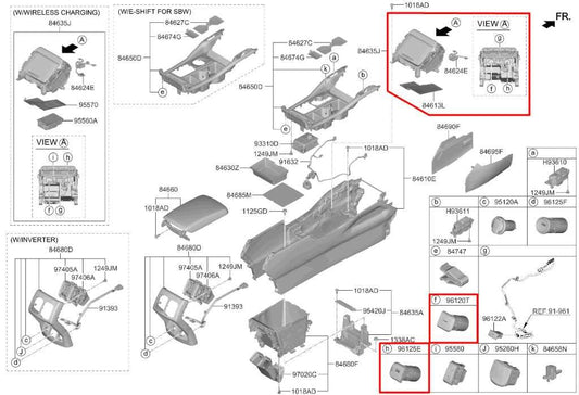 2021-23 Kia Sorento X-Line SX Front Center Console Storage Compartment Tray Box - Alshned Auto Parts