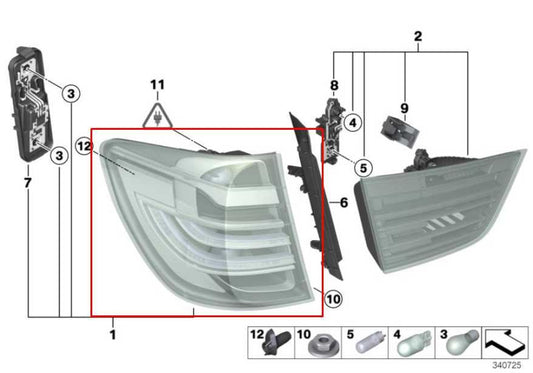 2011-2017 BMW X3 xDrive28i Rear Left Driver Side Tail Light Lamp 63217220239 OEM - Alshned Auto Parts