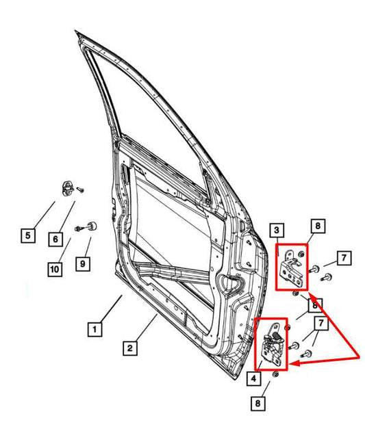 2009-18 Ram 1500 Front Right Passenger Door Upper and Lower Hinge 68058514AA OEM - Alshned Auto Parts