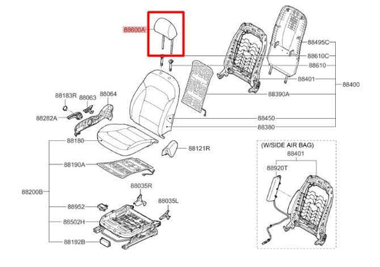 19-20 Hyundai Elantra SEL 2.0L FWD Front Right or Left Side Seat Headrest Cloth - Alshned Auto Parts