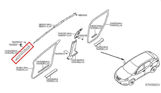 15-19 Nissan Murano Platinum Front RH Windshield A Pillar Cover Trim 76911-5AA5A - Alshned Auto Parts