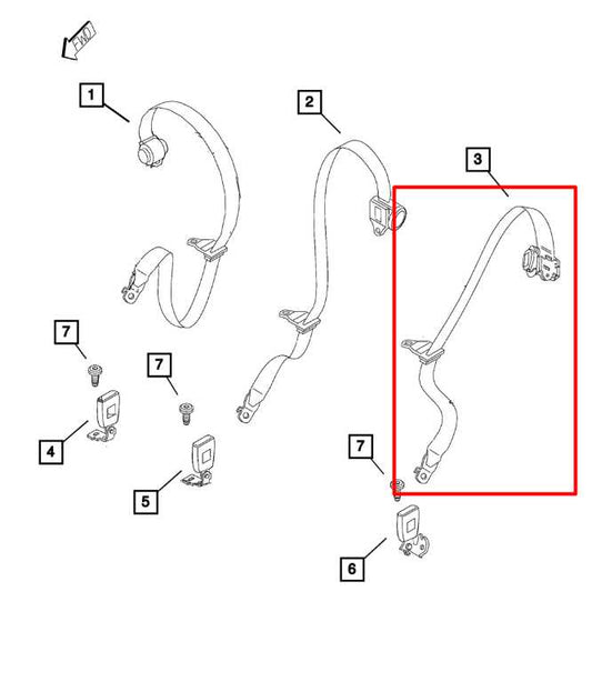 15-23 Jeep Renegade Sport 2.4L Rear Driver Left Side 2nd Row Seat Belt Retractor - Alshned Auto Parts