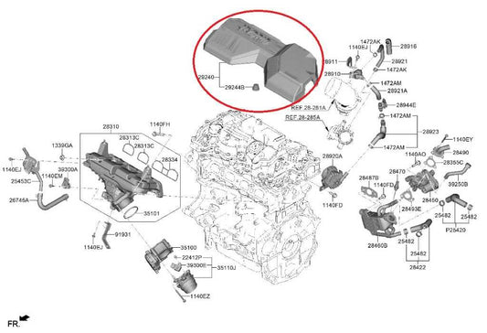 23-25 Kia Sportage Hybrid EX 1.6L Engine Appearance Motor Cover 29240-2M820 OEM - Alshned Auto Parts