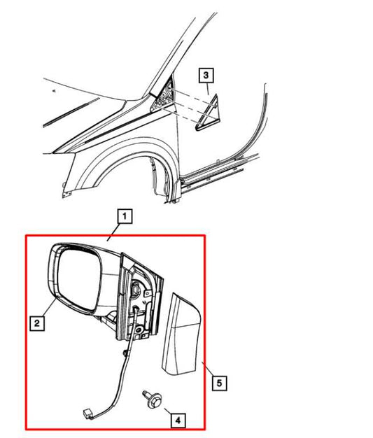 08-20 Dodge Grand Caravan SXT Passenger RH Side Rear View Mirror 1AB721XRAC OEM - Alshned Auto Parts