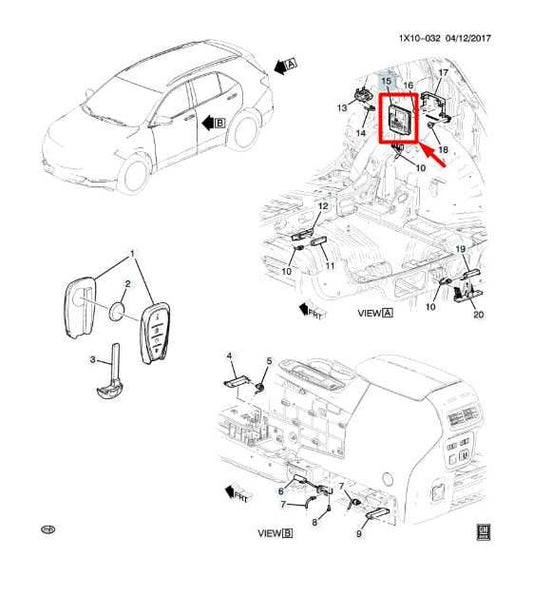 2019-21 Chevrolet Equinox LT 1.5L Rear Keyless Entry Control Module 13523254 OEM - Alshned Auto Parts