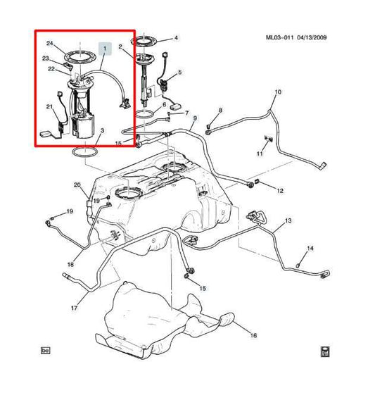 2012-2017 Chevrolet Equinox LS 2.4L Fuel Pump Assembly 13584707 OEM - Alshned Auto Parts