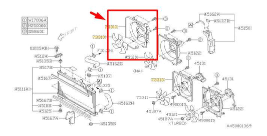 07-14 Subaru Outback 2.5L Right Condenser Cooling Fan Motor Assy 73313AG02C OEM - Alshned Auto Parts