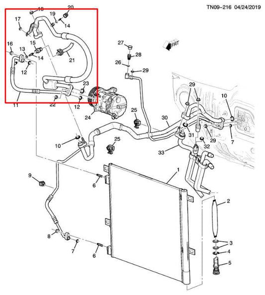 17-21 GMC Acadia SLT-1 3.6L AWD AC Conditioning Discharge and Suction Hose Line - Alshned Auto Parts