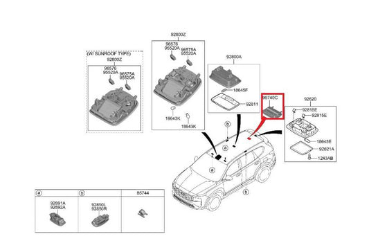 19-23 Hyundai Santa Fe SEL Inner Rear Roof Occupant Alert Sensor 95740-S1400-YGE - Alshned Auto Parts