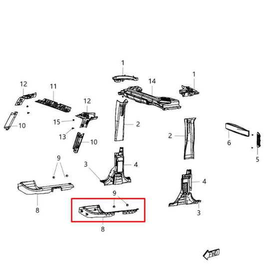 15-18 Jeep Wrangler Sport 2dr Front LH Side Door Scuff Sill Cover Wire Protector - Alshned Auto Parts