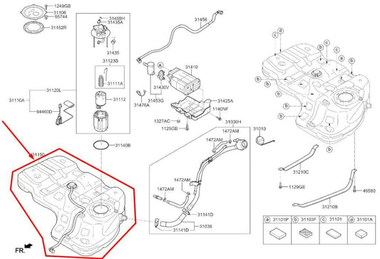 2016-2018 Kia Sorento EX 3.3L Fuel Gas Tank 18.8 US Gallons 31150-C6200 OEM - Alshned Auto Parts