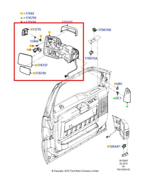 2013-16 Ford F250 Lariat Crew Cab 6.2L Driver Left Side Rear View Mirror *ReaD* - Alshned Auto Parts