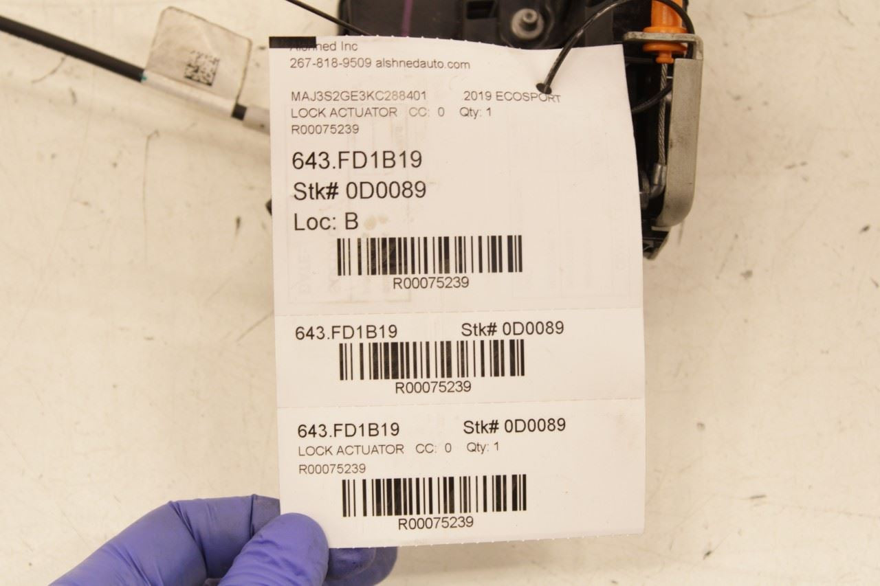 2018-2022 Ford Ecosport SE Rear Left Door Lock Latch Actuator GN15-A264A27-DA - Alshned Auto Parts