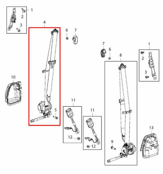 2017-21 Chrysler Pacifica Limited Front Passenger Right Side Seat Belt Retractor - Alshned Auto Parts