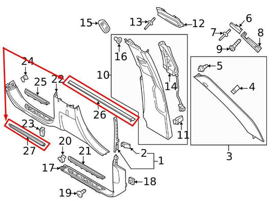 2011-18 Porsche Cayenne Platinum Front and Rear Right Door Sill Scuff Kick Plate - Alshned Auto Parts