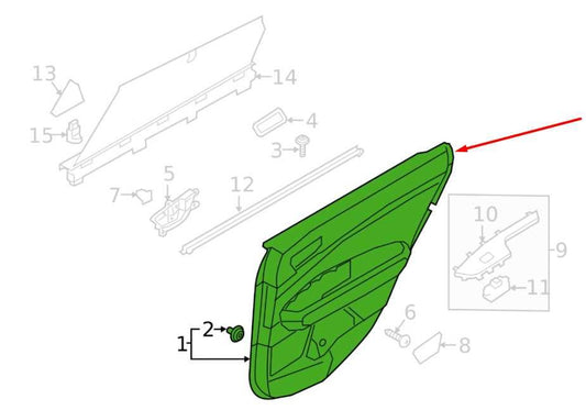 16-18 Kia Optima EX Rear Right Passenger Side Door Trim Panel 83302-D5380BF9 OEM - Alshned Auto Parts