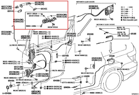2011-2019 Toyota Sienna LE 3.5L FWD Rear Driver Left Side Door Exterior Handle - Alshned Auto Parts