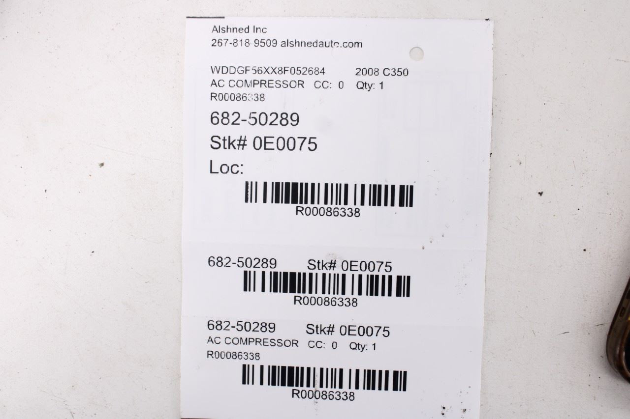 2008-2011 Mercedes-Benz C350 Sport 3.5L AC Refrigerant Compressor 0022303111 OEM - Alshned Auto Parts
