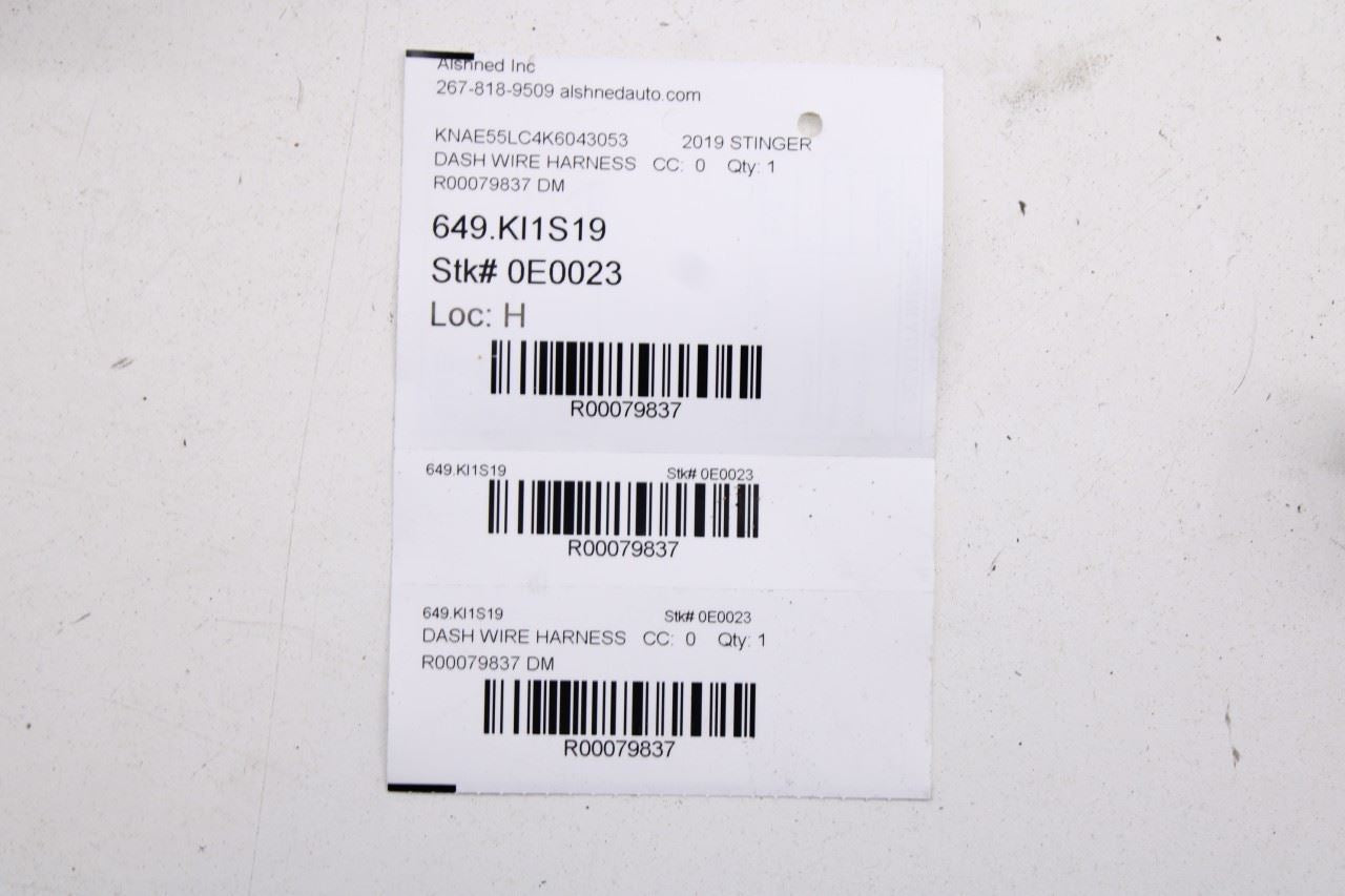 2019 Kia Stinger GT2 AWD Dash Instrument Panel Wire Harness 911P0-J5010 *ReaD* - Alshned Auto Parts