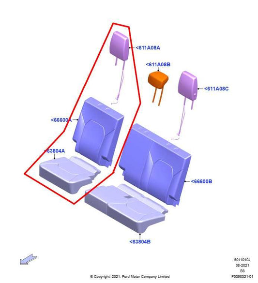 22-24 Ford Expedition MAX XLT 3.5L Rear Passenger RH Side 3rd Row Seat Complete - Alshned Auto Parts