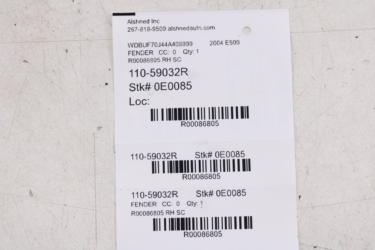 2003-2006 Mercedes-Benz E500 Front Right Side Fender Panel 2118801418 OEM - Alshned Auto Parts