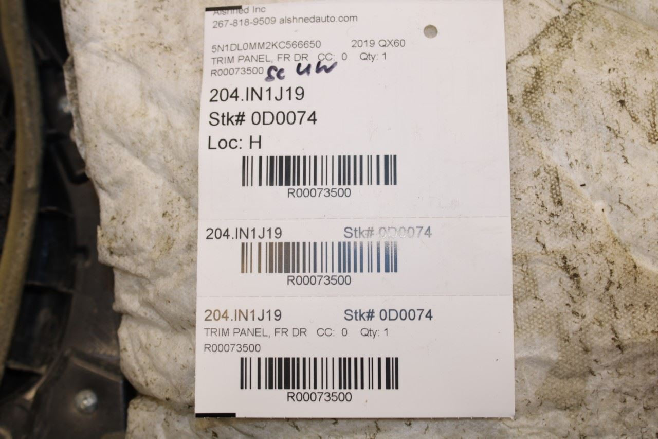 2018-2020 Infiniti QX60 Pure Front Left Driver Side Door Trim Panel 809A1-9NP0A - Alshned Auto Parts
