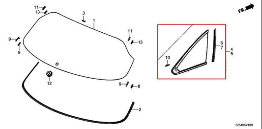 2014-2020 Acura MDX w/Technology Pkg Rear Left Driver Side Quarter Window Glass - Alshned Auto Parts