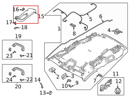 2021-25 Mazda CX30 S Front Passenger Right Side Sun Visor w/ Illuminated Mirror - Alshned Auto Parts