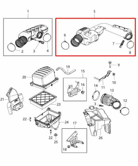 2016-2021 Jeep Grand Cherokee 3.6L 4WD Air Intake Cleaner Inlet Intake Duct Tube - Alshned Auto Parts