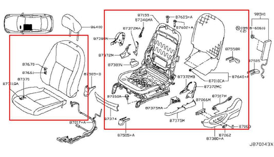 15-17 Infiniti Q50 Premium Front Driver Left Side Seat Complete 87670-4HA3B OEM - Alshned Auto Parts