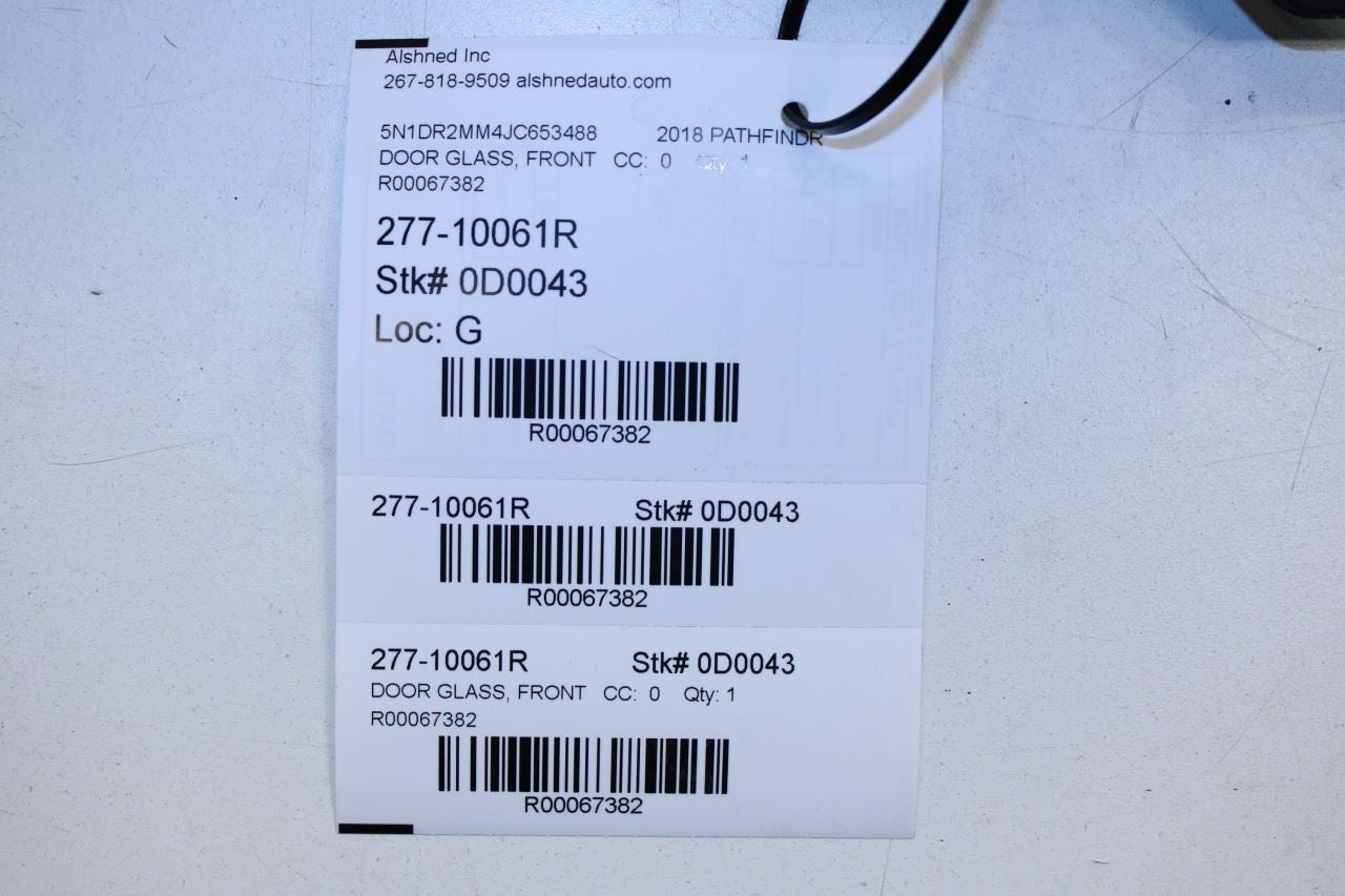 2017-2020 Nissan Pathfinder SV Front Right Side Door Window Glass 803009PM0A OEM - Alshned Auto Parts